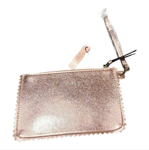 NWT Victoria's Secret Laser Cut Blush Rose Gold Metallic Clutch - Picture 3 of 6